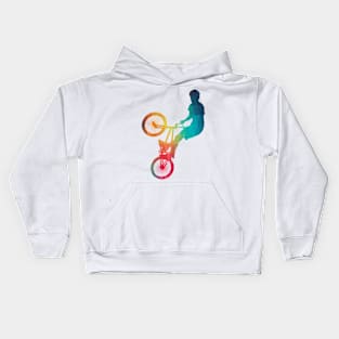 Rainbow BMX bike man Kids Hoodie